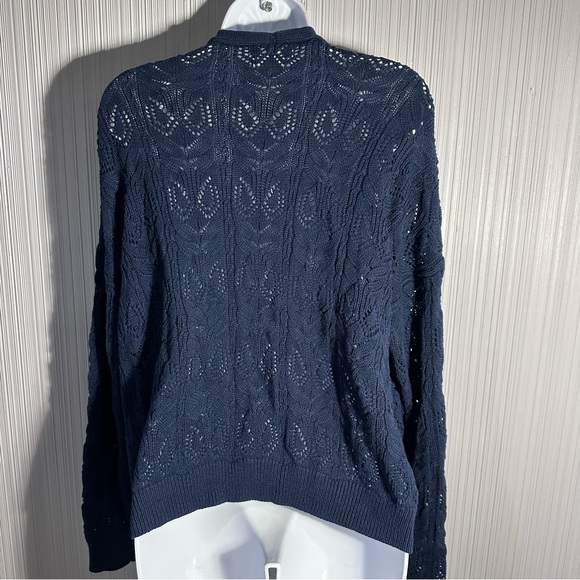 LC Lauren Conrad navy blue crochet cardigan sweater petite small - Picture 3 of 8